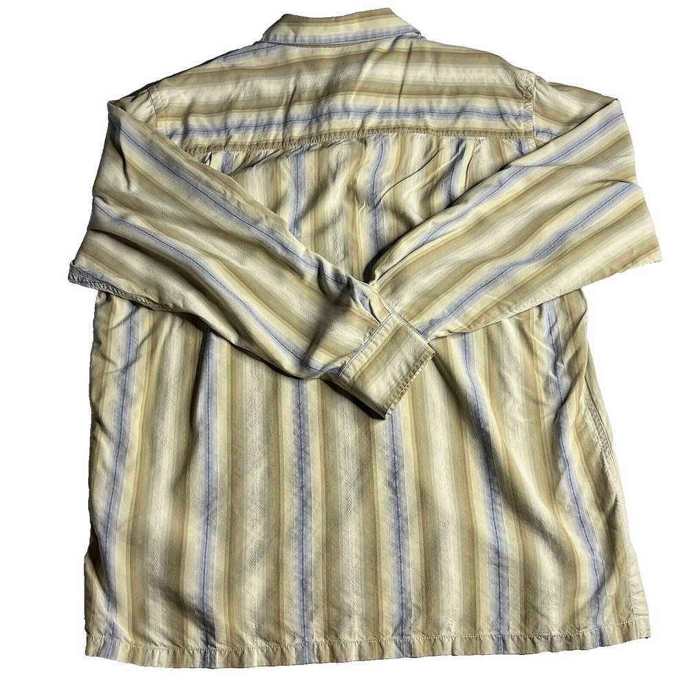 Tommy Bahama Silk Shirt Men's Size XL Striped Long Sleeve - Picture 9 of 9